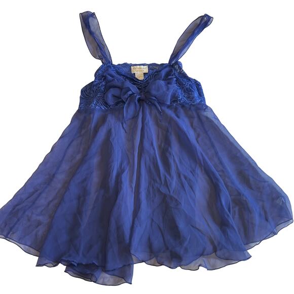 Y2K 2000s Victorias Secret Sheer Lace Bow Nightie Chemise TEddy Lingerie Sz L - Picture 1 of 5